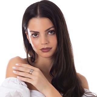 Δαχτυλίδι από ανοξείδωτο ατσάλι, με λευκή πέτρα ζιργκόν