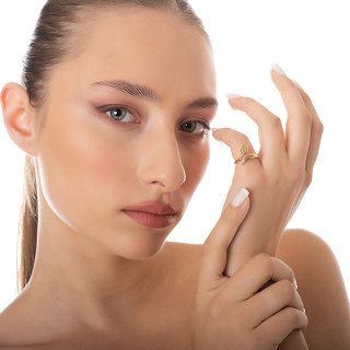 Δαχτυλίδι από ανοξείδωτο ατσάλι επιχρυσωμένο φτερό