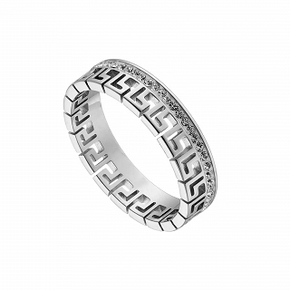 Γυναικείο δαχτυλίδι από ανοξείδωτο ατσάλι βέρα με μαίανδρο και λευκά κρύσταλλα