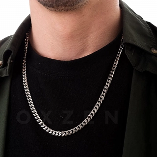 Oxzen Cuban Link αλυσίδα λαιμού unisex ατσάλινη με πλάτος 0,6cm