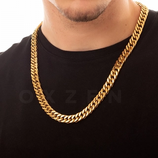 Oxzen Cuban Link αλυσίδα λαιμού unisex ατσάλινη με πλάτος 1cm