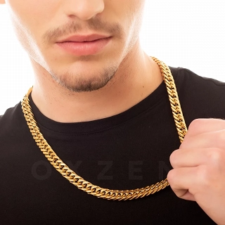 Oxzen Cuban Link αλυσίδα λαιμού unisex ατσάλινη με πλάτος 1cm