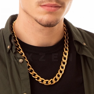 Oxzen Cuban Link αλυσίδα λαιμού unisex ατσάλινη με πλάτος 1,5cm