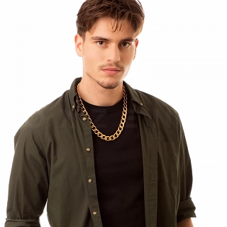 Oxzen Cuban Link αλυσίδα λαιμού unisex ατσάλινη με πλάτος 1,5cm