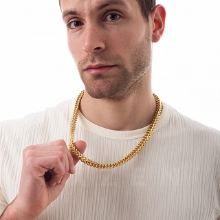 Αλυσίδα ατσάλινη ανδρική σε χρυσό τετραγωνισμένη 60cm