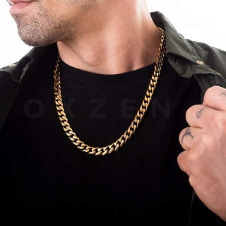 Oxzen Cuban Link αλυσίδα λαιμού unisex ατσάλινη με πλάτος 1cm