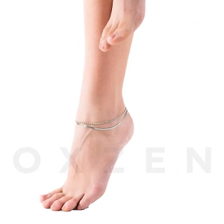 Αλυσίδα ποδιού ατσάλινη διπλή snake και μπιλάκια