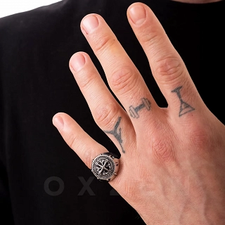 Δαχτυλίδι ανδρικό από ανοξείδωτο ατσάλι πυξίδα