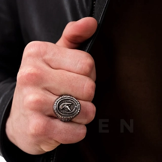 Δαχτυλίδι ανδρικό από ανοξείδωτο ατσάλι, περικεφαλαία του Αχιλλέα