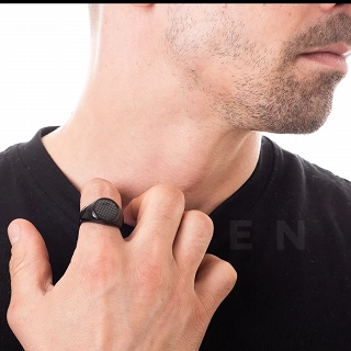 Δαχτυλίδι ατσάλι ανδρικό με μαύρο ανθρακόνημα