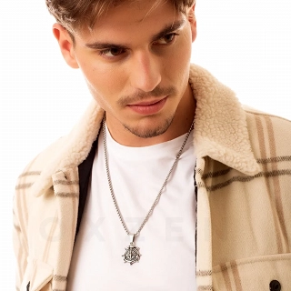 Κολιέ από ανοξείδωτο ατσάλι Unisex ασημί τιμόνι πλοίου