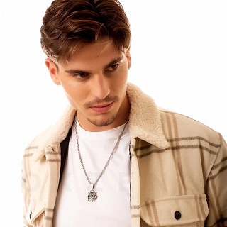 Κολιέ από ανοξείδωτο ατσάλι Unisex ασημί τιμόνι πλοίου