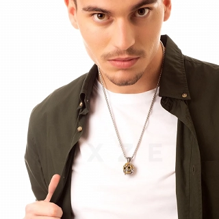 Κολιέ από ανοξείδωτο ατσάλι Unisex ασημόχρυση νεκροκεφαλή