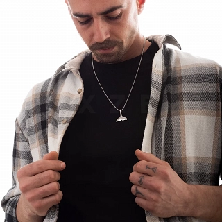 Κολιέ από ανοξείδωτο ατσάλι Unisex ασημί ουρά φάλαινας