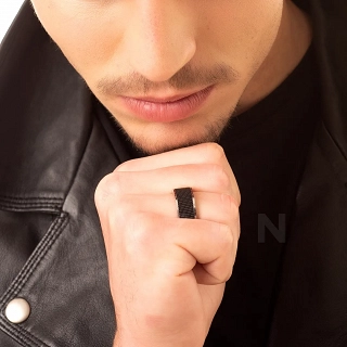 Δαχτυλίδι βέρα ανδρική από ανοξείδωτο ατσάλι, μαύρη