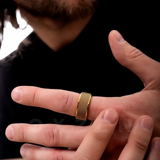 Δαχτυλίδι βέρα ανδρική από ανοξείδωτο ατσάλι, επιχρυσωμένη
