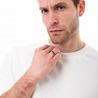 Δαχτυλίδι βέρα ανδρική από ανοξείδωτο ατσάλι, επιχρυσωμένη με ανθρακόνημα