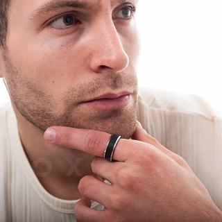 Δαχτυλίδι βέρα ανδρική από ανοξείδωτο ατσάλι, διαμανταρισμένη