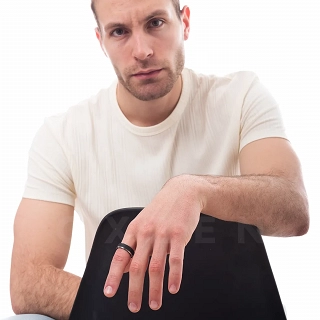 Δαχτυλίδι βέρα ανδρική από ανοξείδωτο ατσάλι, διαμανταρισμένη