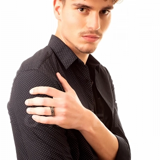 Δαχτυλίδι βέρα ανδρική από ανοξείδωτο ατσάλι, με μαίανδρο