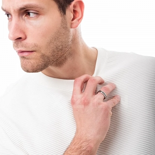 Δαχτυλίδι βέρα ανδρική από ανοξείδωτο ατσάλι, ασημί με μαίανδρο