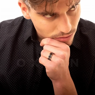 Δαχτυλίδι βέρα ανδρική από ανοξείδωτο ατσάλι, ασημένιο με μαίανδρο