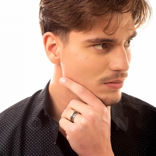 Δαχτυλίδι βέρα ανδρική από ανοξείδωτο ατσάλι, ασημένιο με μαίανδρο