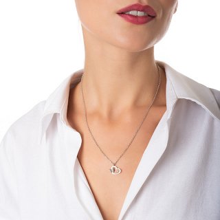 Κολιέ ατσάλινο καρδιά με πεταλούδα