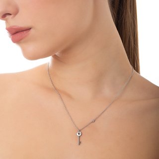 Κολιέ ατσάλινο κλειδί με φίλντισι