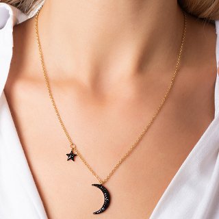 Κολιέ ατσάλινο μισοφέγγαρο και αστέρι