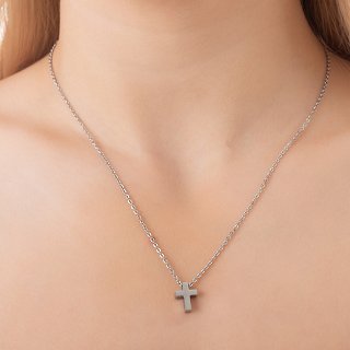 Κολιέ ατσάλινο σταυρός μικρός