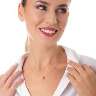 Κολιέ ατσάλινο χιονονιφάδα με πέτρες ζιργκόν