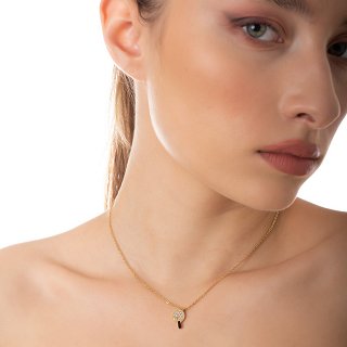 Κολιέ ατσάλινο ρακέτα τένις με κρύσταλλα CZ