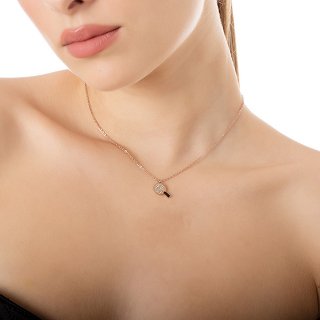 Κολιέ ατσάλινο ρακέτα τένις με κρύσταλλα CZ