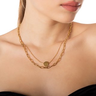 Κολιέ ατσάλι με διπλή αλυσίδα
