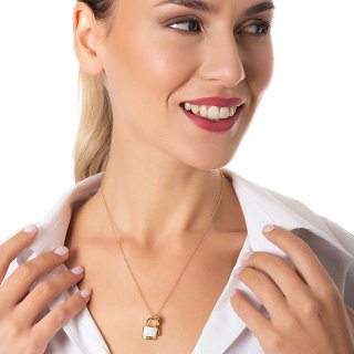 Κολιέ ατσάλι κλειδαριά με φίλντισι