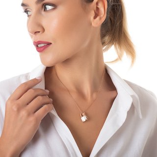 Κολιέ ατσάλι κλειδαριά με φίλντισι