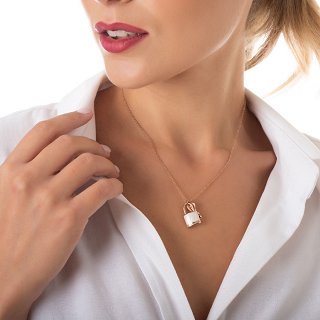 Κολιέ ατσάλι κλειδαριά με φίλντισι