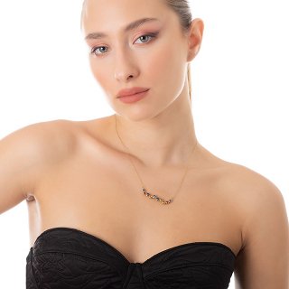 Κολιέ από ανοξείδωτο ατσάλι με πολύχρωμα κρύσταλλα