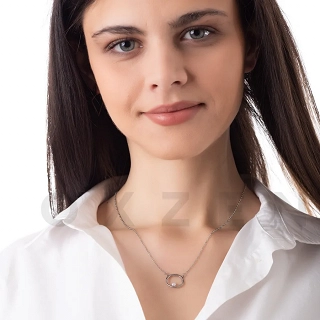 Κολιέ από ανοξείδωτο ατσάλι στρογγυλό με μια μικρή πέρλα