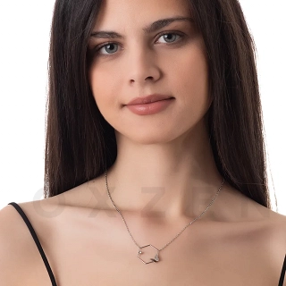 Κολιέ από ανοξείδωτο ατσάλι, πολύγωνο με πεταλούδα και πέτρα ζιργκόν