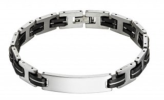 Βραχιόλι ατσάλινο ανδρικό χειροπέδα σε ασημί με μαύρο