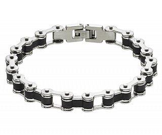 Βραχιόλι ατσάλι ανδρικό σε ασημί με μαύρο