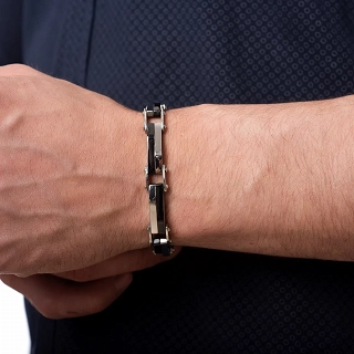 Βραχιόλι ανδρικό από ανοξείδωτο ατσάλι φαρδύ