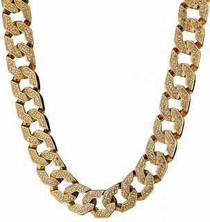 Oxzen Cuban Link Iced-Out αλυσίδα λαιμού unisex ατσάλινη με πλάτος 1,6cm γεμάτη ζιργκόν