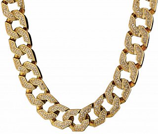 Oxzen Cuban Link Iced-Out αλυσίδα λαιμού unisex ατσάλινη με πλάτος 1,6cm γεμάτη ζιργκόν