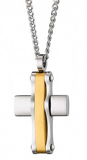 Κολιέ σταυρός με αλυσίδα ατσάλινος
