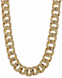 Oxzen Cuban Link Iced-Out αλυσίδα unisex ατσάλινη με πλάτος 2cm γεμάτη ζιργκόν