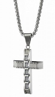 Oxzen σταυρός ατσάλινος, μεγάλος με τετράγωνες πέτρες ζιργκόν