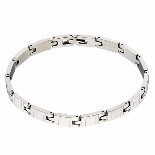 Βραχιόλι ανδρικό από ανοξείδωτο ατσάλι σε ασημί με μικρά κομμάτια